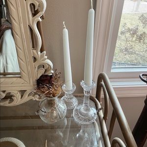 4 Crystal Taper Candlestick Holders